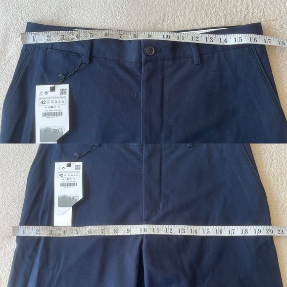NWT Zara Slim Stretch Chino Pants 32 Navy Blue - Picture 9 of 11